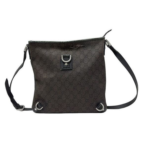 Gucci Shoulder Bag Abby GG Pattern 268642 Dark Gray And Black Leather - Picture 1 of 14